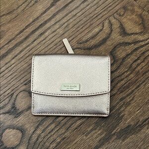 kate spade metallic rose gold compact leather wallet